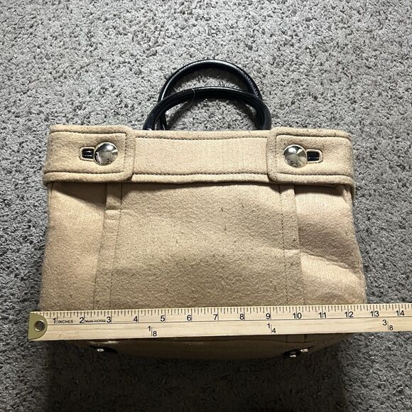 Kate Spade Tote Bag Brown Wool Studs One Shoulder - Picture 4 of 8